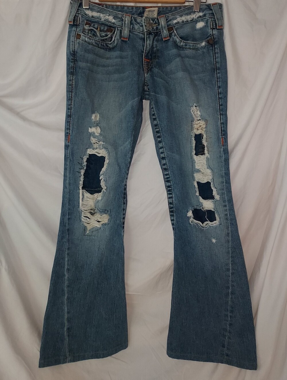 True Religion RARE Joey Bootcut Flare Jeans 28 Distressed Y2K Made in USA - Picture 5 of 6